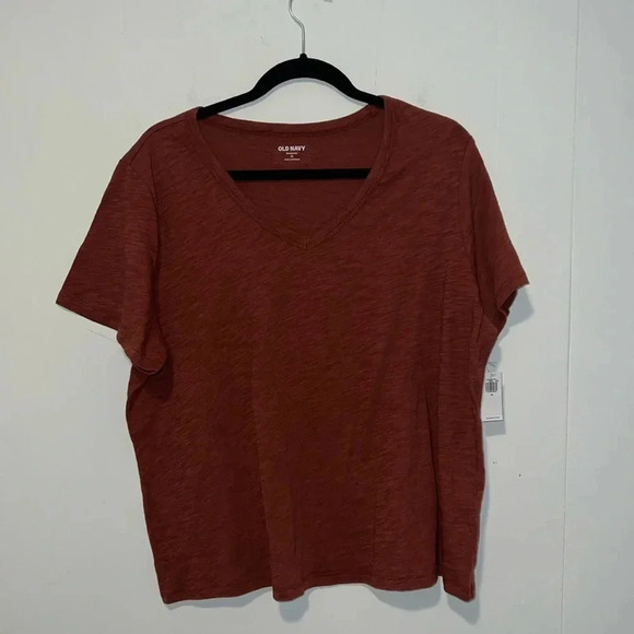 NWT Old Navy Short Sleeve Vneck Rust Color Womens T-shirt 1055 - Picture 1 of 5